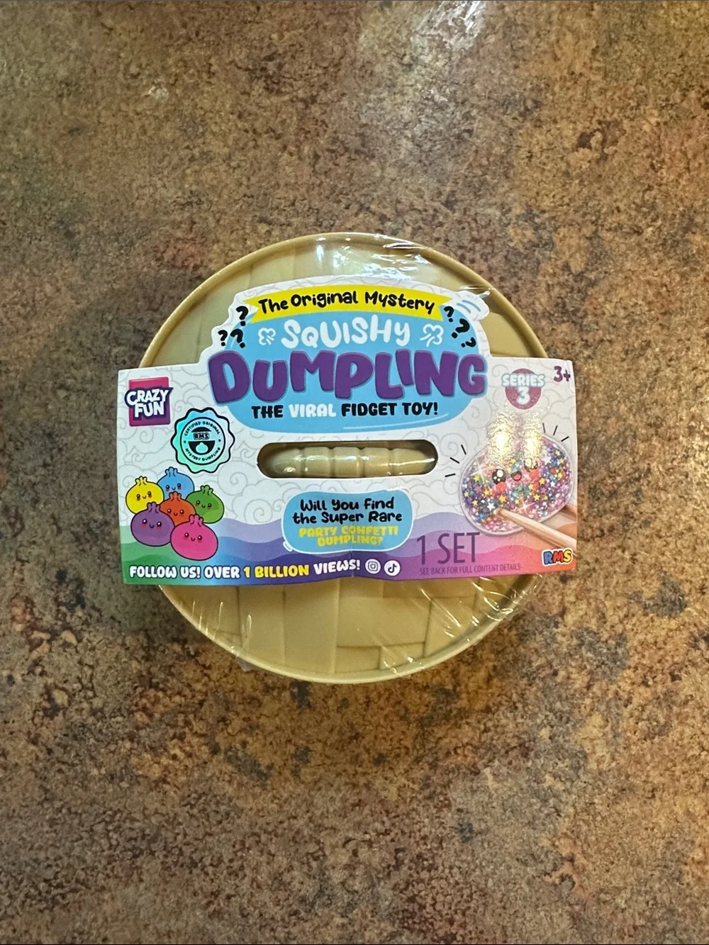 CONFIRMED RARE Squishy Dumpling Viral Fidget Toy - Confetti